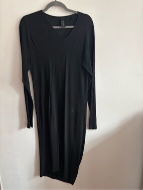 Zero + Maria Cornejo Black Long-Sleeve V-Neck Dress